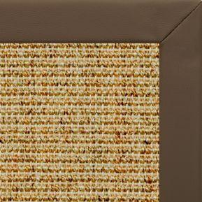 Spice Sisal Rug with Stone Faux Leather Border - Free Shipping