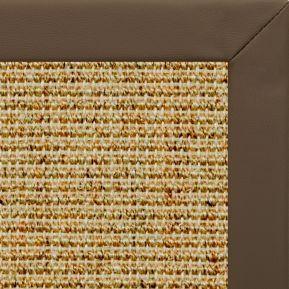Spice Sisal Rug with Stone Faux Leather Border