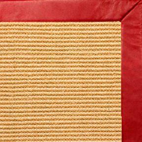 Posh Rug Tan Colored Sisal Rug with Red Leather Border