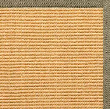 Tan Sisal Rug with Basil Green Cotton Border - Free Shipping