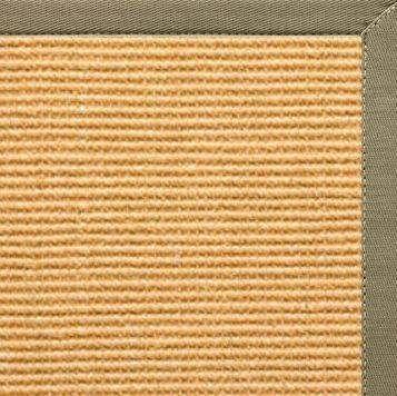 Tan Sisal Rug with Basil Green Cotton Border - Free Shipping