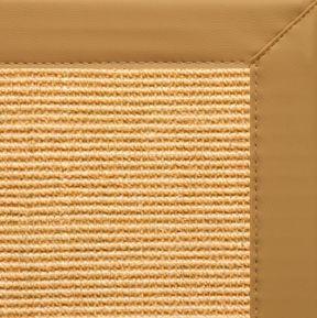 Tan Sisal Rug with Chamois Faux Leather Border - Free Shipping