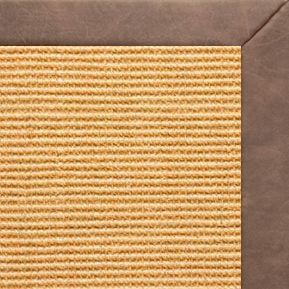 Tan Sisal Rug with Coco Faux Leather Border - Free Shipping