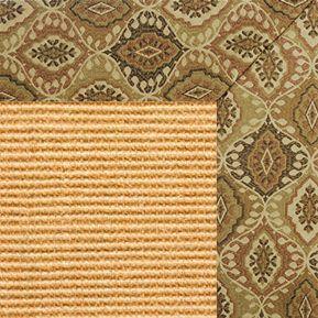 Tan Sisal Rug with Earth Tapestry Border - Free Shipping