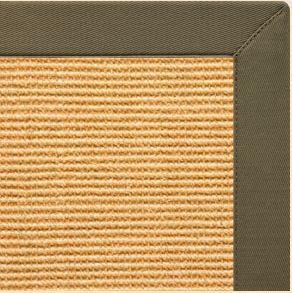 Tan Sisal Rug with Khaki Green Cotton Border - Free Shipping