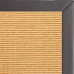 Tan Sisal Rug with Midnight Faux Leather Border - Free Shipping