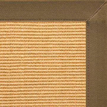 Tan Sisal Rug with Mocha Canvas Border - Free Shipping