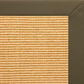 Tan Sisal Rug with Moss Faux Leather Border - Free Shipping