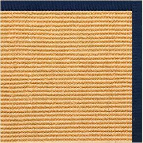 Tan Sisal Rug with Navy Blue Cotton Border - Free Shipping