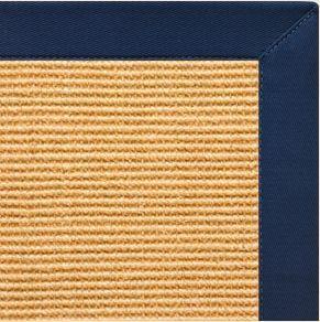 Tan Sisal Rug with Navy Blue Cotton Border - Free Shipping