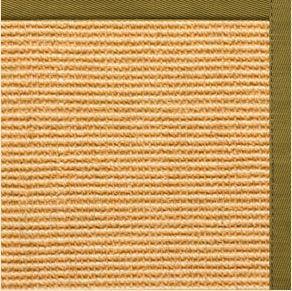 Tan Sisal Rug with Olive Green Cotton Border - Free Shipping
