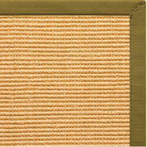 Tan Sisal Rug with Olive Green Cotton Border - Free Shipping