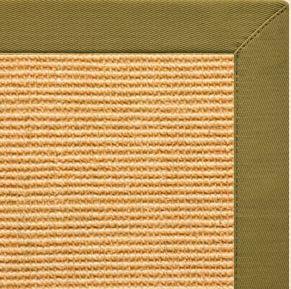 Tan Sisal Rug with Olive Green Cotton Border - Free Shipping