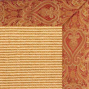 Tan Sisal Rug with Paisley Tapestry Border - Free Shipping