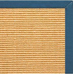 Tan Sisal Rug with Paradise Blue Cotton Border - Free Shipping