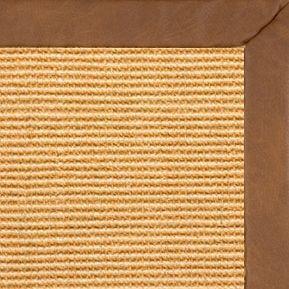 Tan Sisal Rug with Rawhide Faux Leather Border - Free Shipping