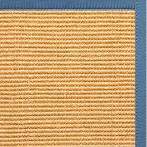 Tan Sisal Rug with Slate Blue Cotton Border - Free Shipping