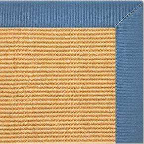 Tan Sisal Rug with Slate Blue Cotton Border - Free Shipping