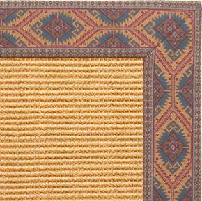 Tan Sisal Rug with Southwest Tapestry Border - Free Shipping