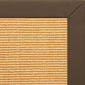 Tan Sisal Rug with Stone Faux Leather Border - Free Shipping