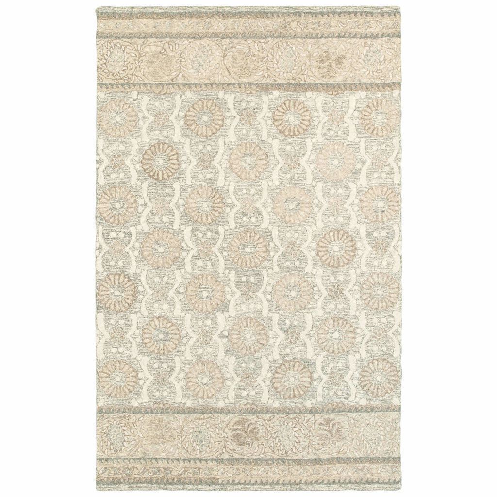 Craft Ash Sand Floral Border Casual Rug - Free Shipping