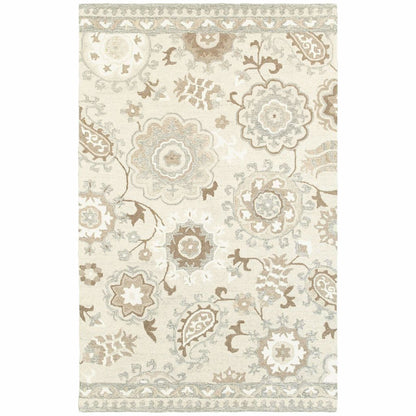 Craft Ivory Grey Floral Medallion Casual Rug - Free Shipping