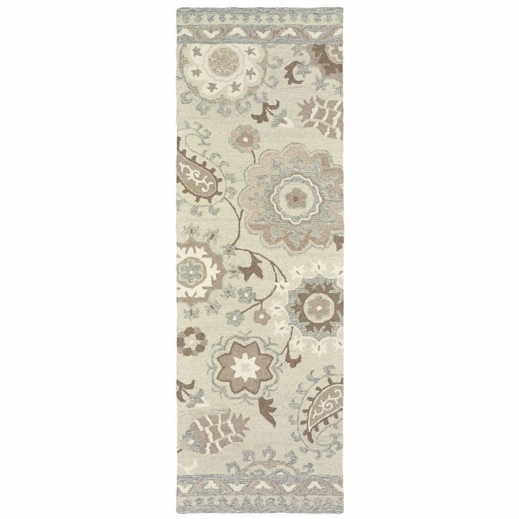 Casual Rug - Craft Ivory Grey Floral Medallion Casual Rug