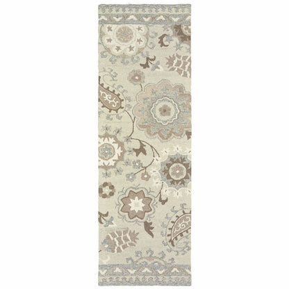 Casual Rug - Craft Ivory Grey Floral Medallion Casual Rug