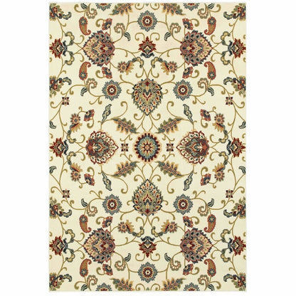 Kashan Ivory Multi Floral Oriental Casual Rug - Free Shipping