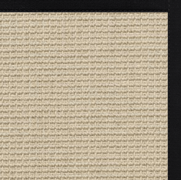 Linen Color Brasilia Sisal Rug with Black Onyx Cotton Border