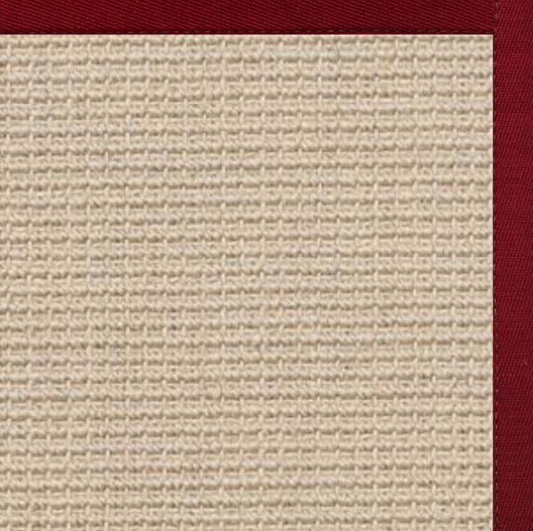Linen Color Brasilia Sisal Rug with Cardinal Red Cotton Border
