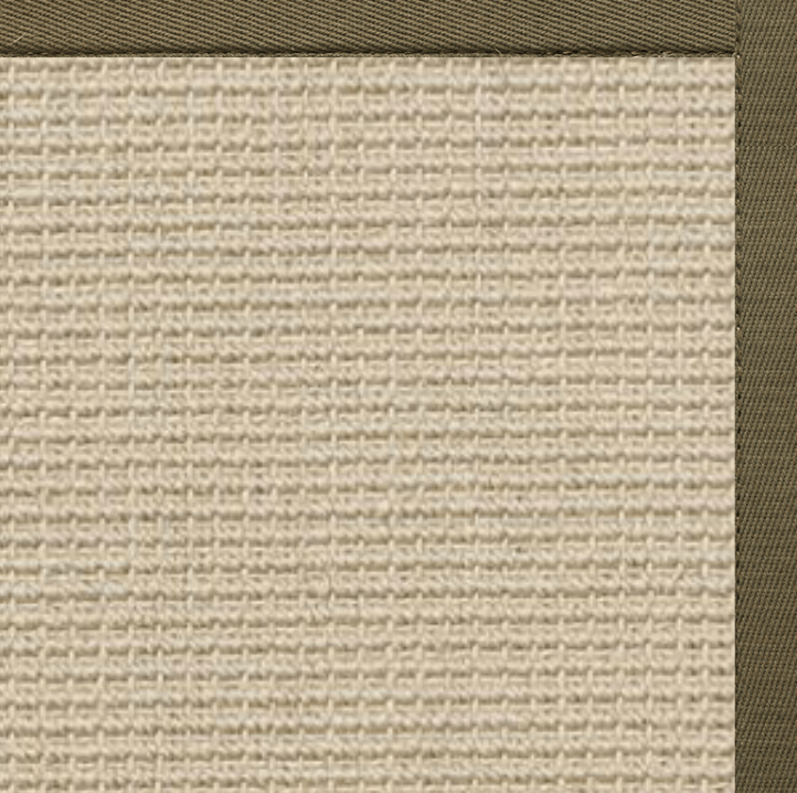 Posh Rug Linen Color Brasilia Sisal Rug with Khaki Cotton Border