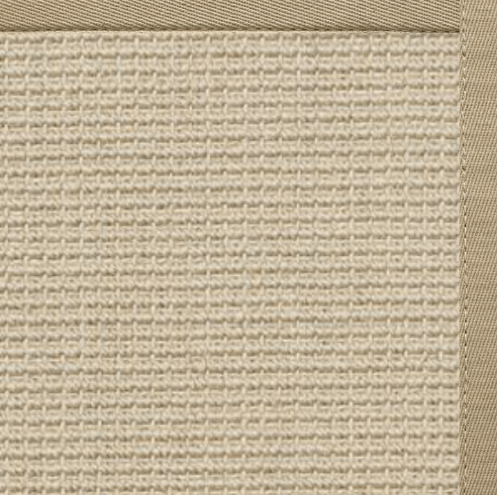 Posh Rug Linen Color Brasilia Sisal Rug with Moon Rock Gray Cotton Border