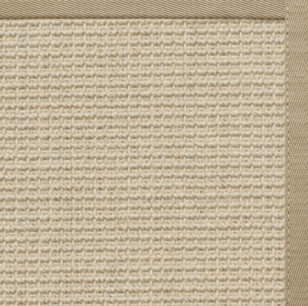 Linen Color Brasilia Sisal Rug with Moon Rock Gray Cotton Border