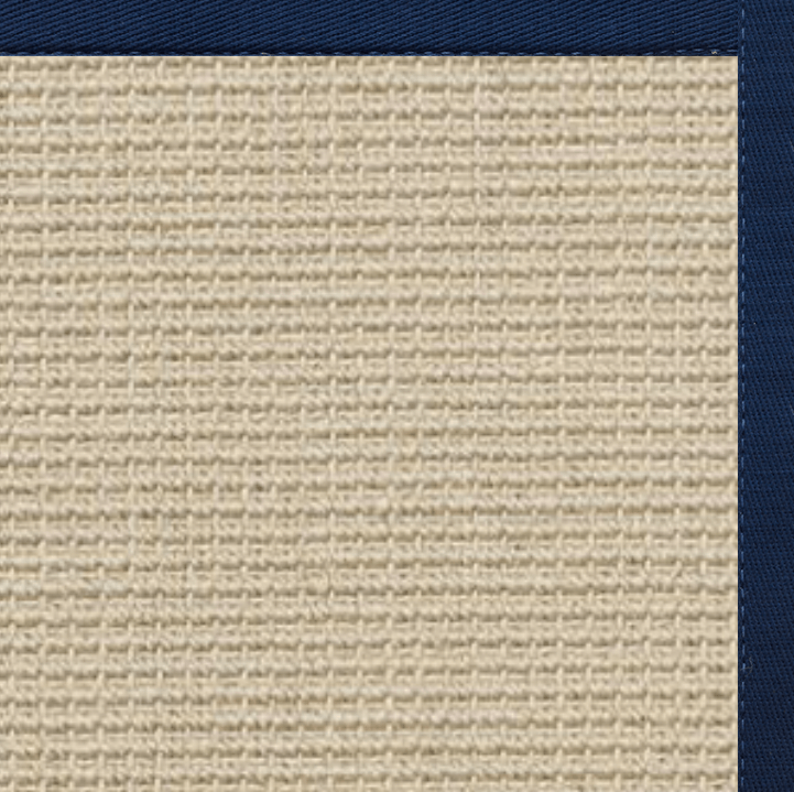 Posh Rug Linen Color Brasilia Sisal Rug with Navy Cotton Border