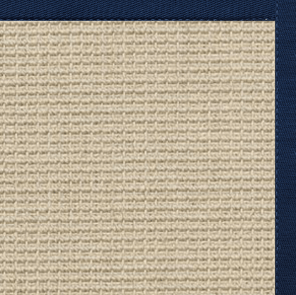 Posh Rug Linen Color Brasilia Sisal Rug with Navy Cotton Border