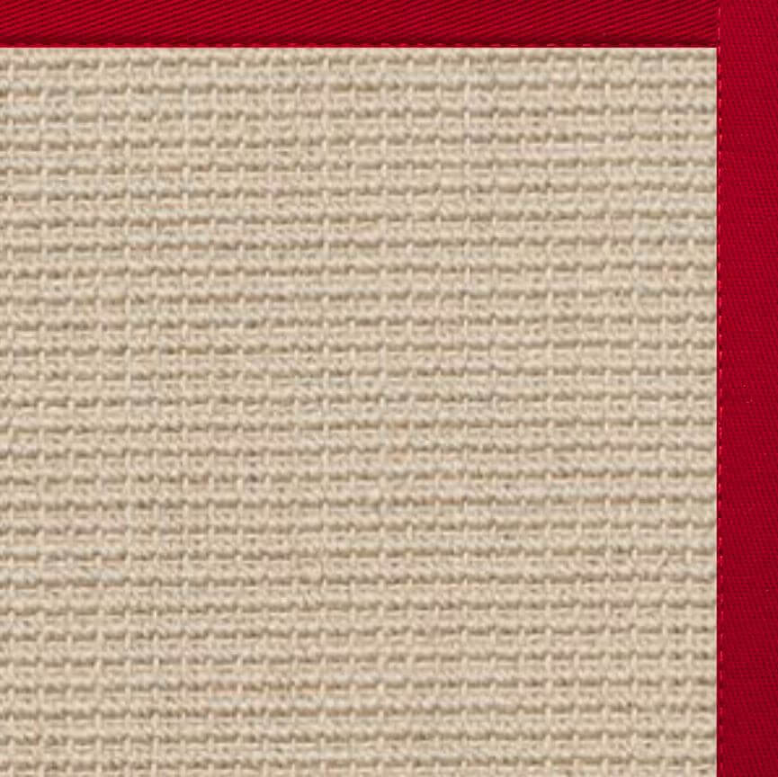Posh Rug Linen Color Brasilia Sisal Rug with Poppy Cotton Border