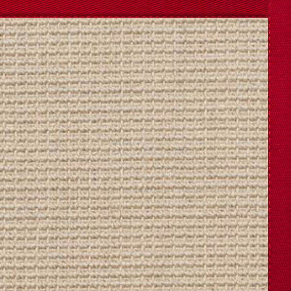 Linen Color Brasilia Sisal Rug with Poppy Cotton Border