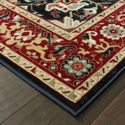 Traditional Rug - Kashan Red Ivory Oriental Medallion Traditional Rug