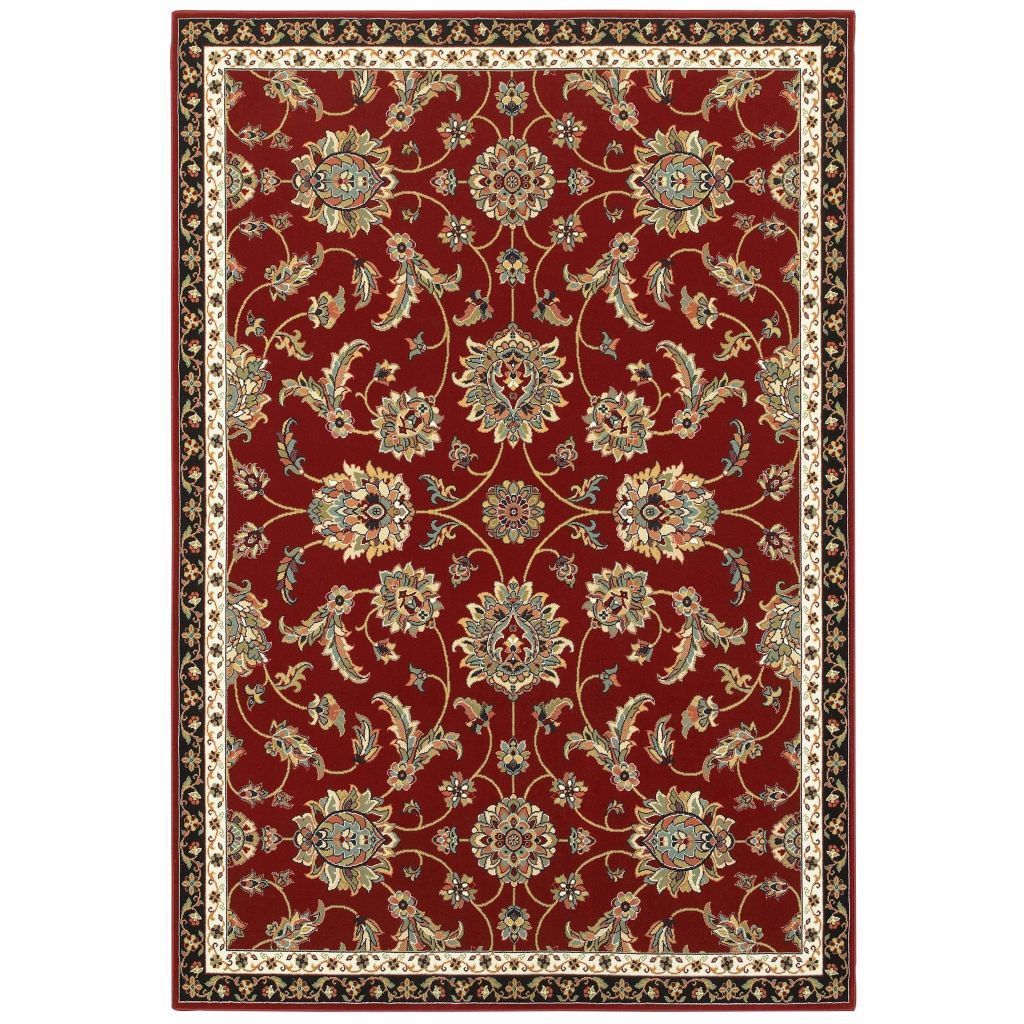 Kashan Red Multi Oriental Floral Traditional Rug - Free Shipping