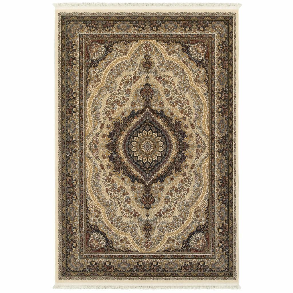 Masterpiece Ivory Multi Oriental Medallion Traditional Rug - Free Shipping