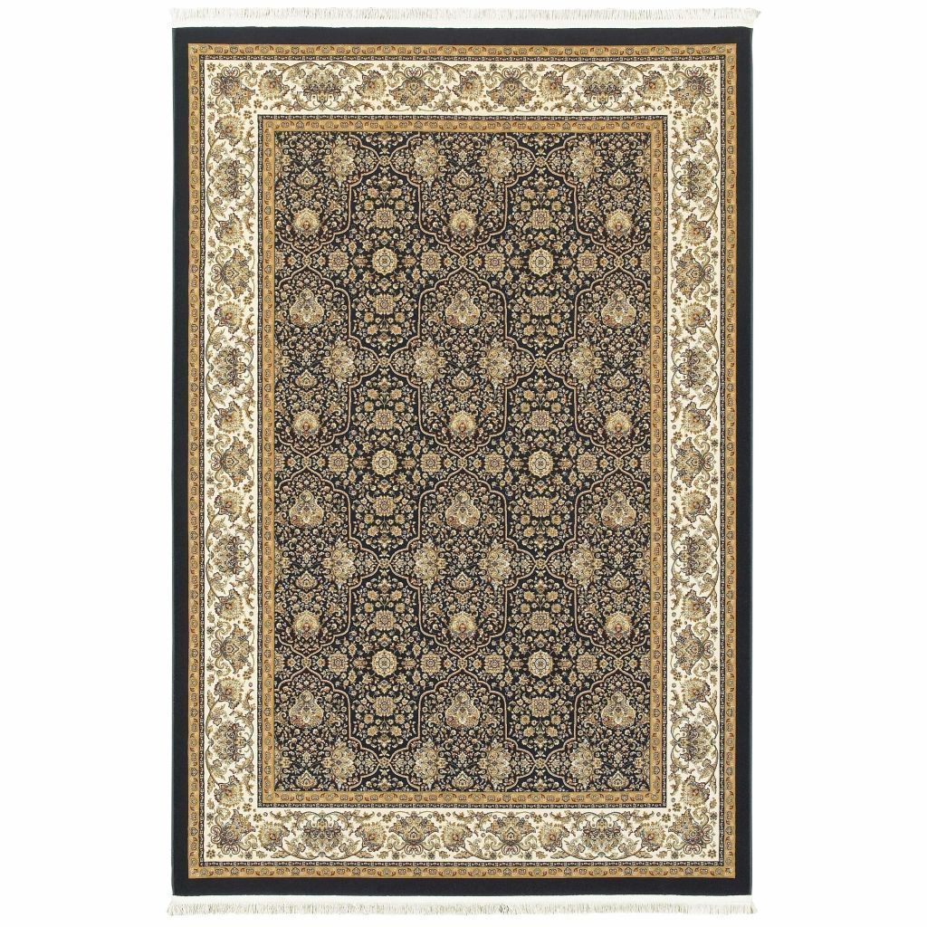 Masterpiece Navy Ivory Oriental  Traditional Rug - Free Shipping