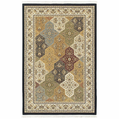 Masterpiece Navy Multi Oriental Trefoil Traditional Rug - Free Shipping