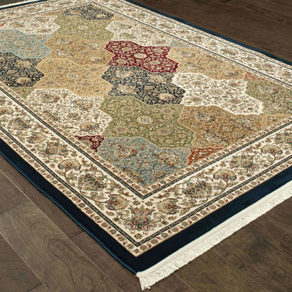 Traditional Rug - Masterpiece Navy Multi Oriental Trefoil Traditional Rug