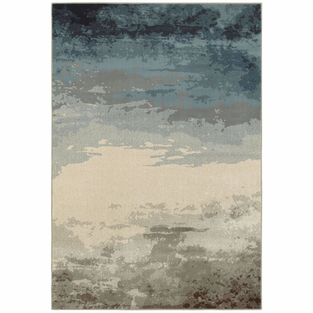 Linden Blue Beige Abstract Ombre Transitional Rug - Free Shipping