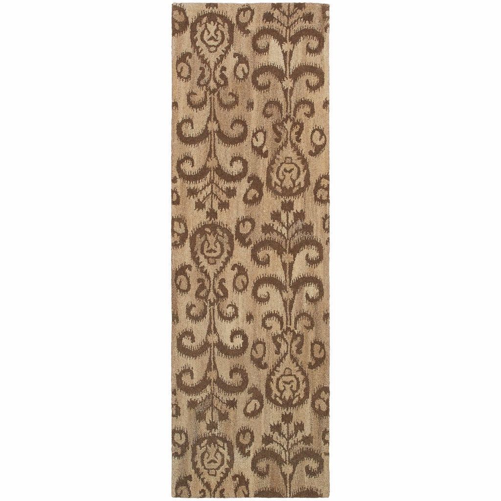 Anastasia Beige Brown Floral Ikat Transitional Rug - Free Shipping