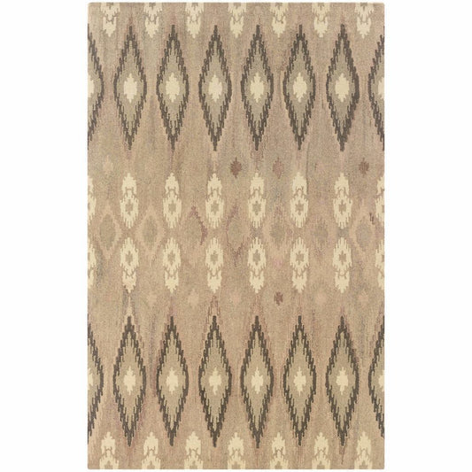 Anastasia Beige Ivory Abstract Ikat Transitional Rug - Free Shipping