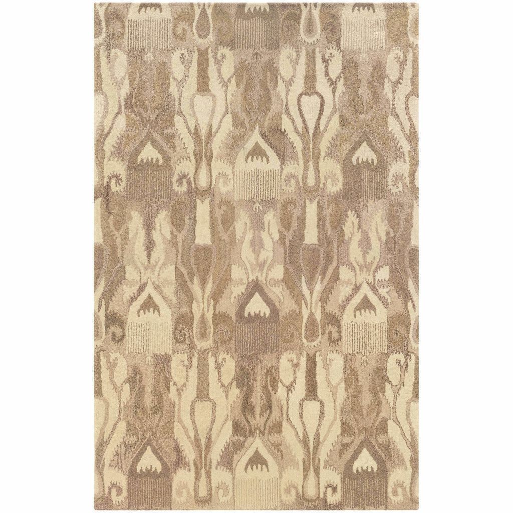 Anastasia Beige Tan Abstract Ikat Transitional Rug - Free Shipping