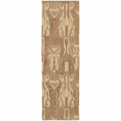 Tufted - Anastasia Beige Tan Abstract Ikat Transitional Rug