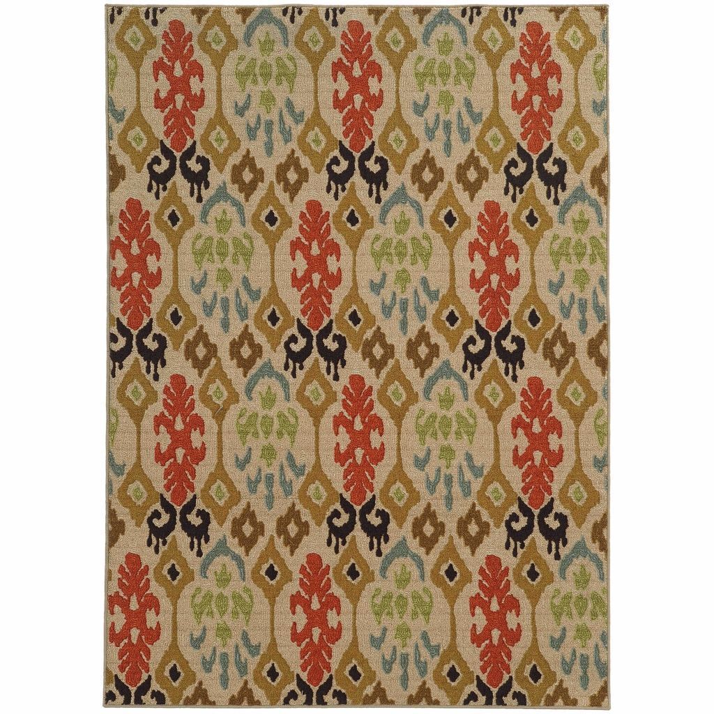 Arabella Beige Multi Abstract Ikat Transitional Rug - Free Shipping